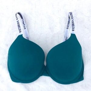 Victorias Secret T-shirt Push Up Full Coverage Bra 34DDD 34F Emerald Teal Green